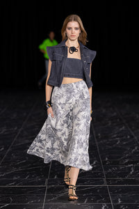 코튼 폴리에스테르 자카드 플레어 스커트 / Cotton Polyester Jacquard Flared Skirt