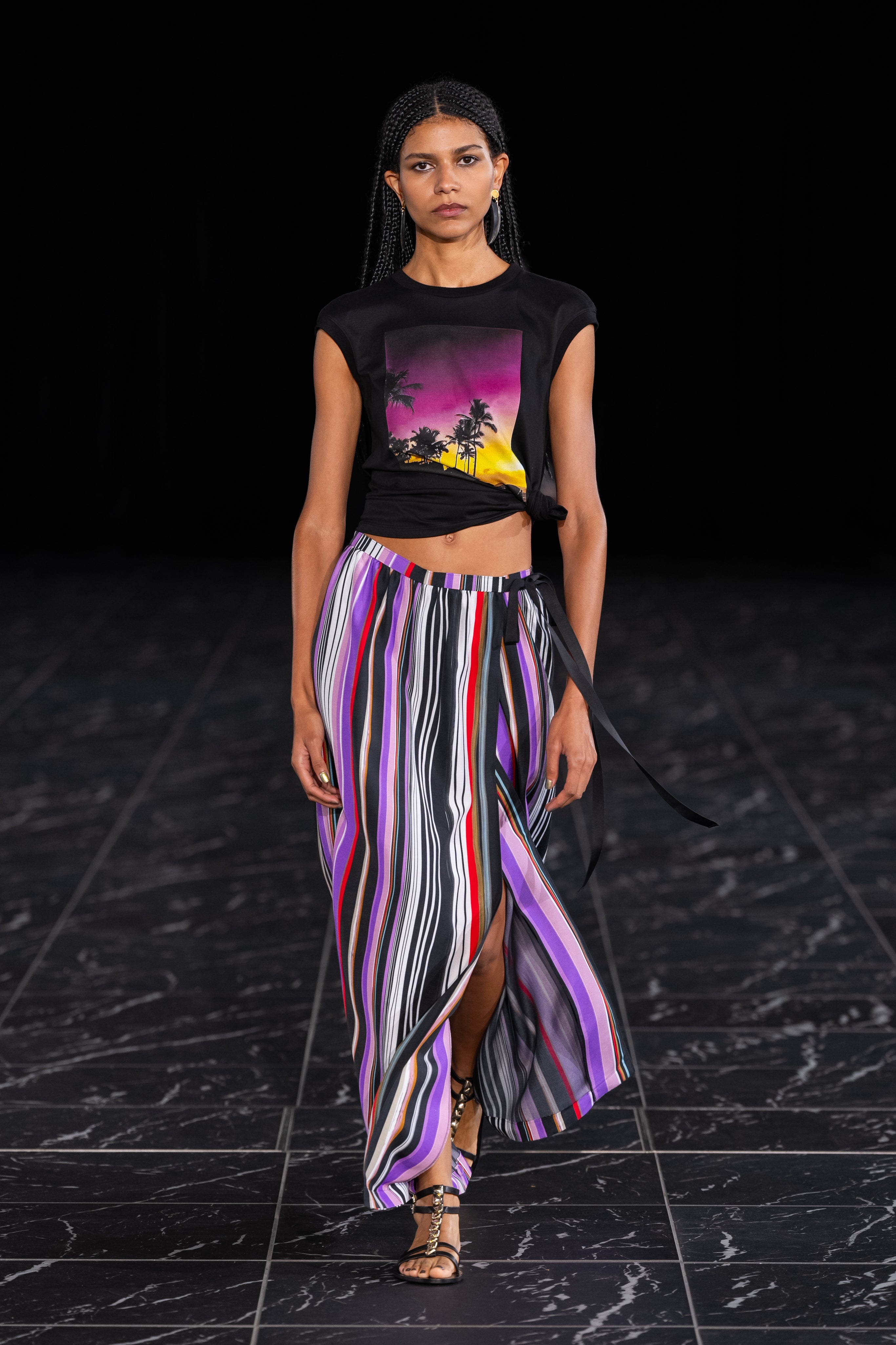 코튼 저지 x 튤 프린트 블라우스 / Cotton Jersey Printed Blouse with Tulle