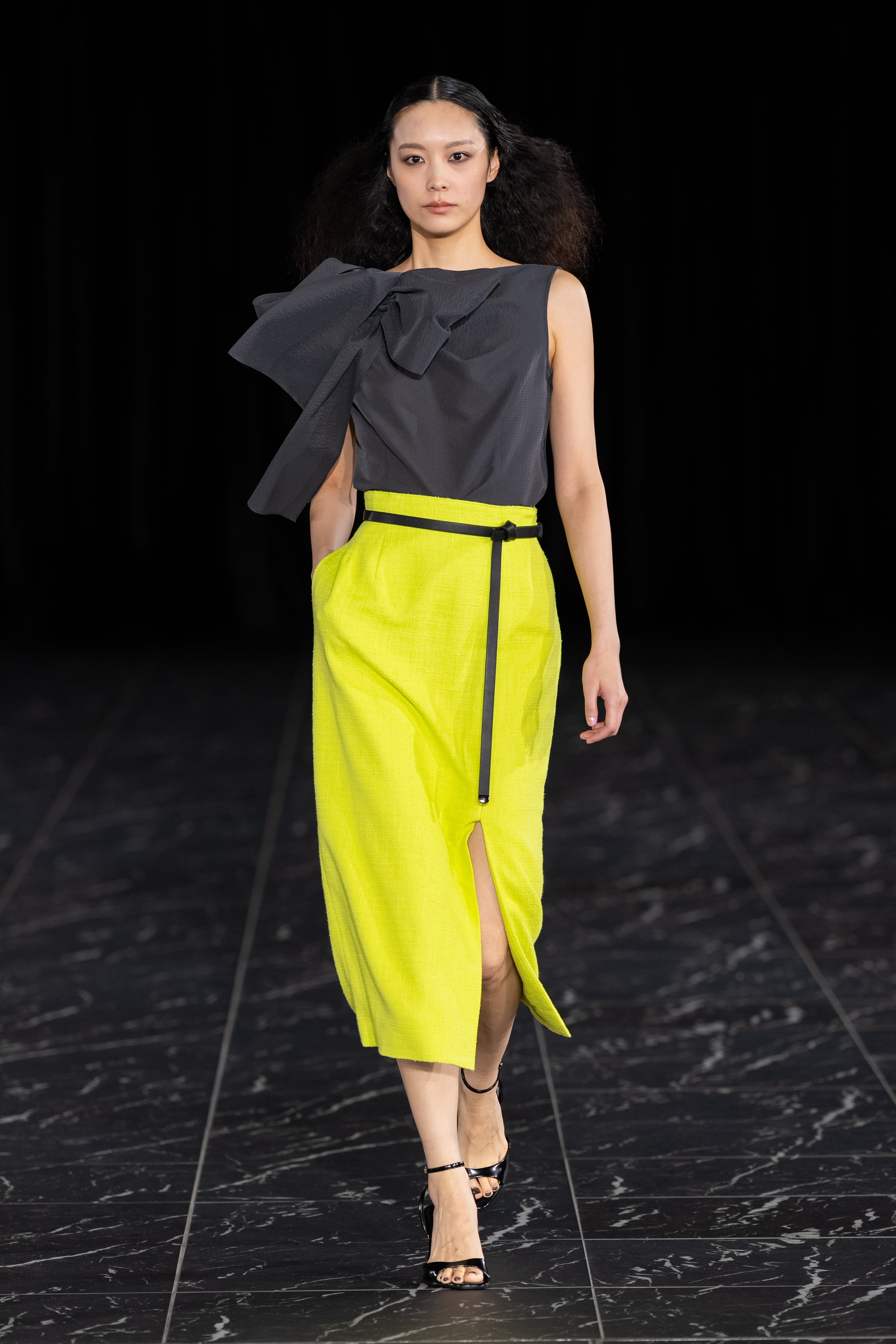 폴리 에스테르 나일론 자카드 리본이 달린 블라우스 / Polyester Nylon Jacquard Blouse with Ribbon