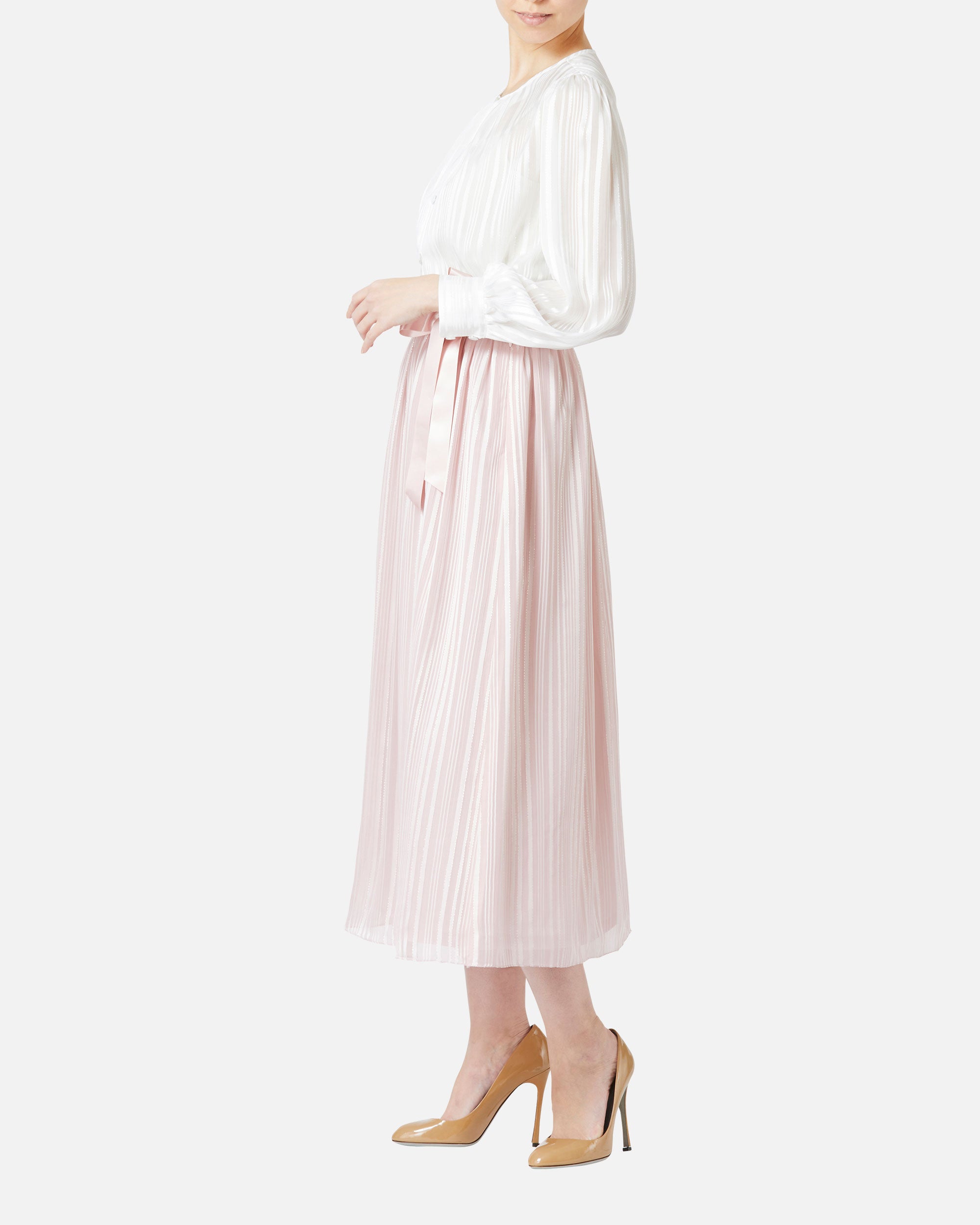 쉬폰 새틴 개더 스커트 / Gathered Chiffon Satin Skirt