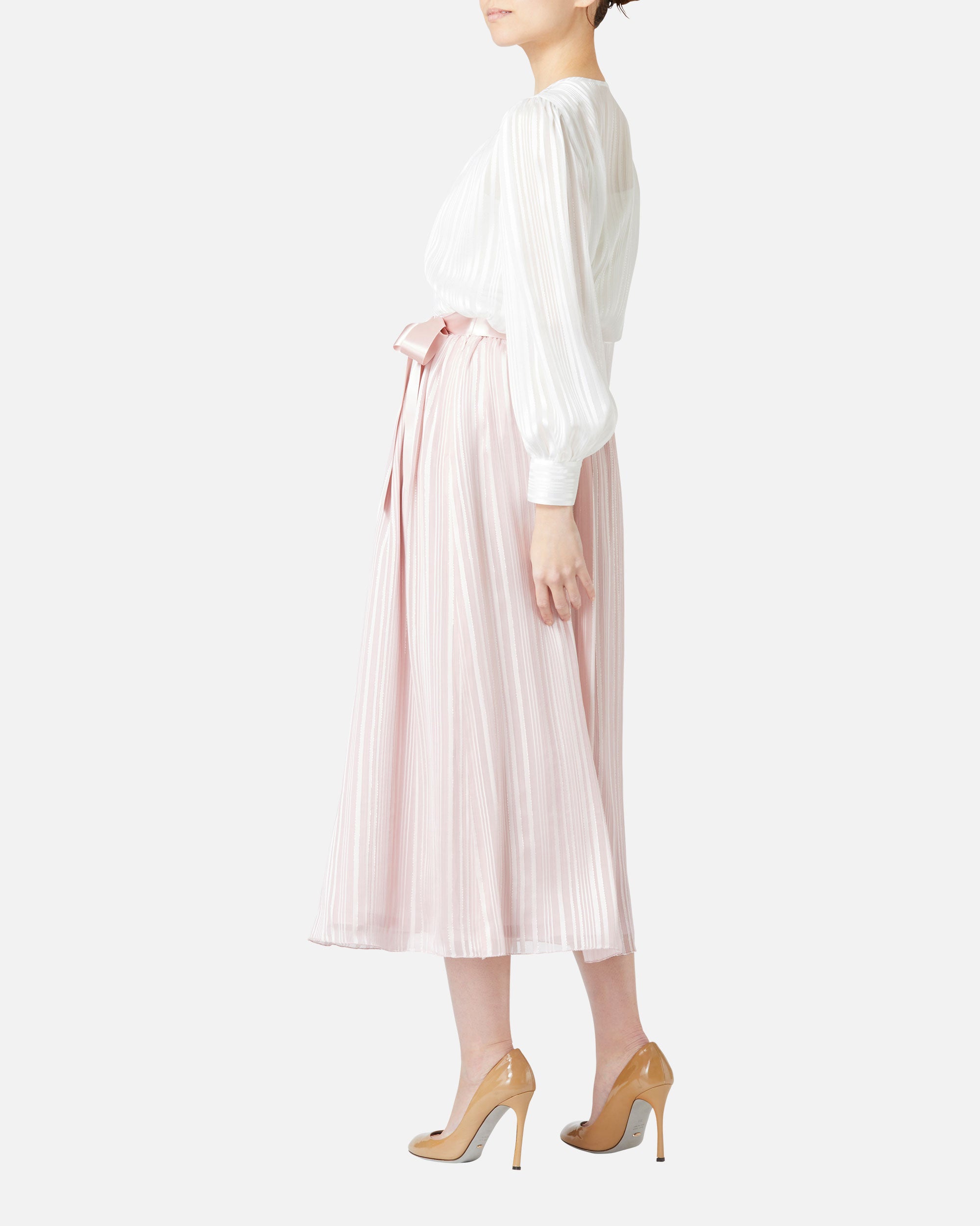 쉬폰 새틴 개더 스커트 / Gathered Chiffon Satin Skirt