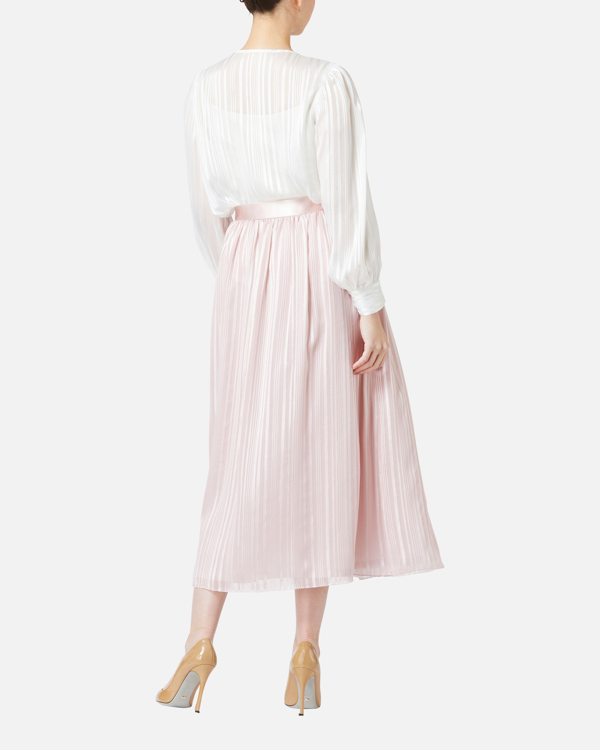 쉬폰 새틴 스트라이프 블라우스 / Striped Chiffon Satin Blouse