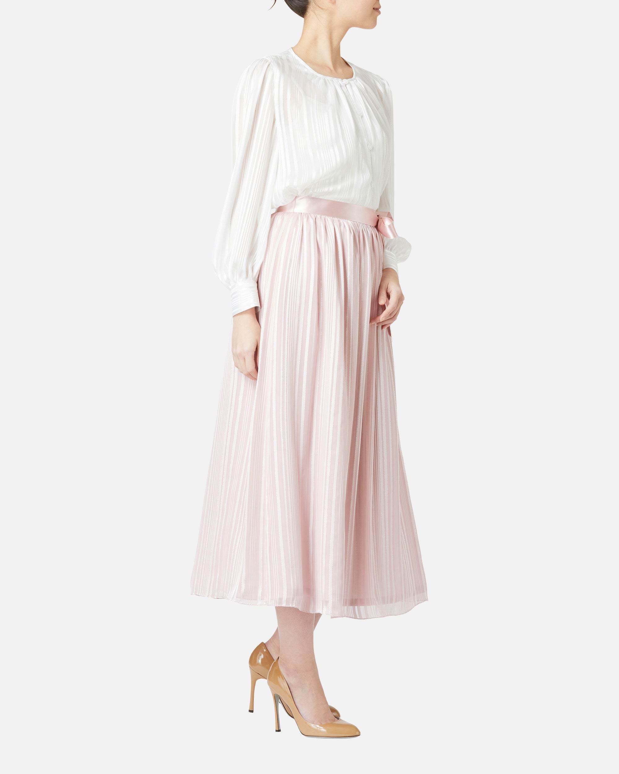 쉬폰 새틴 개더 스커트 / Gathered Chiffon Satin Skirt