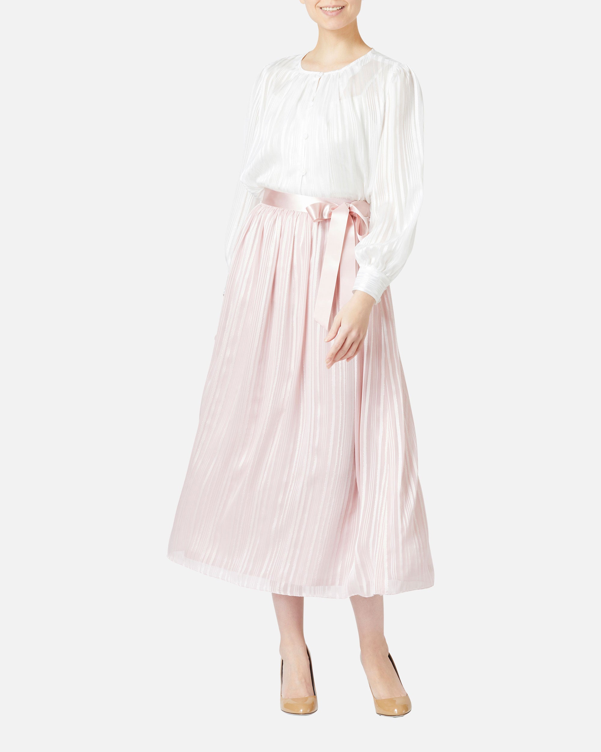 쉬폰 새틴 개더 스커트 / Gathered Chiffon Satin Skirt