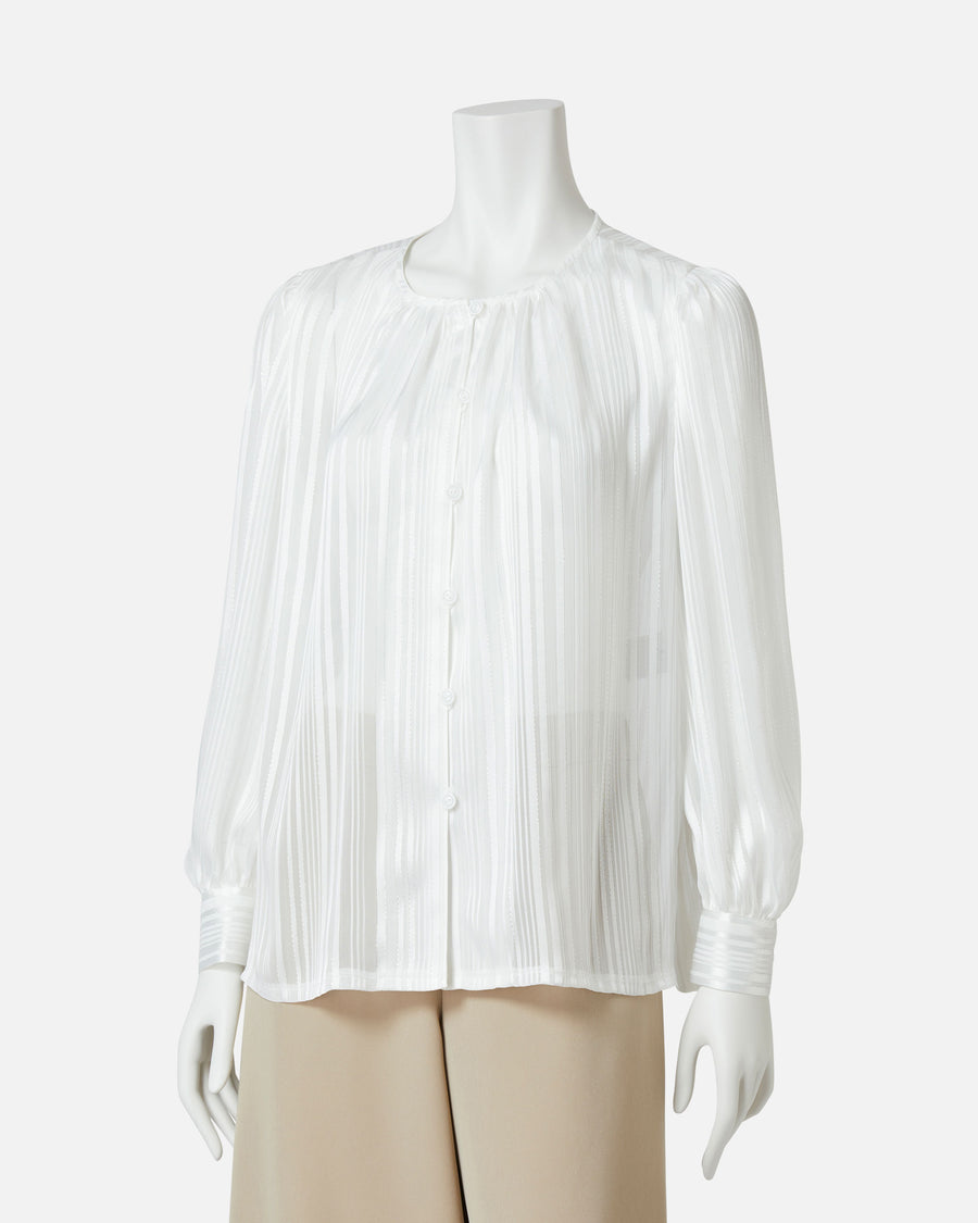쉬폰 새틴 스트라이프 블라우스 / Striped Chiffon Satin Blouse