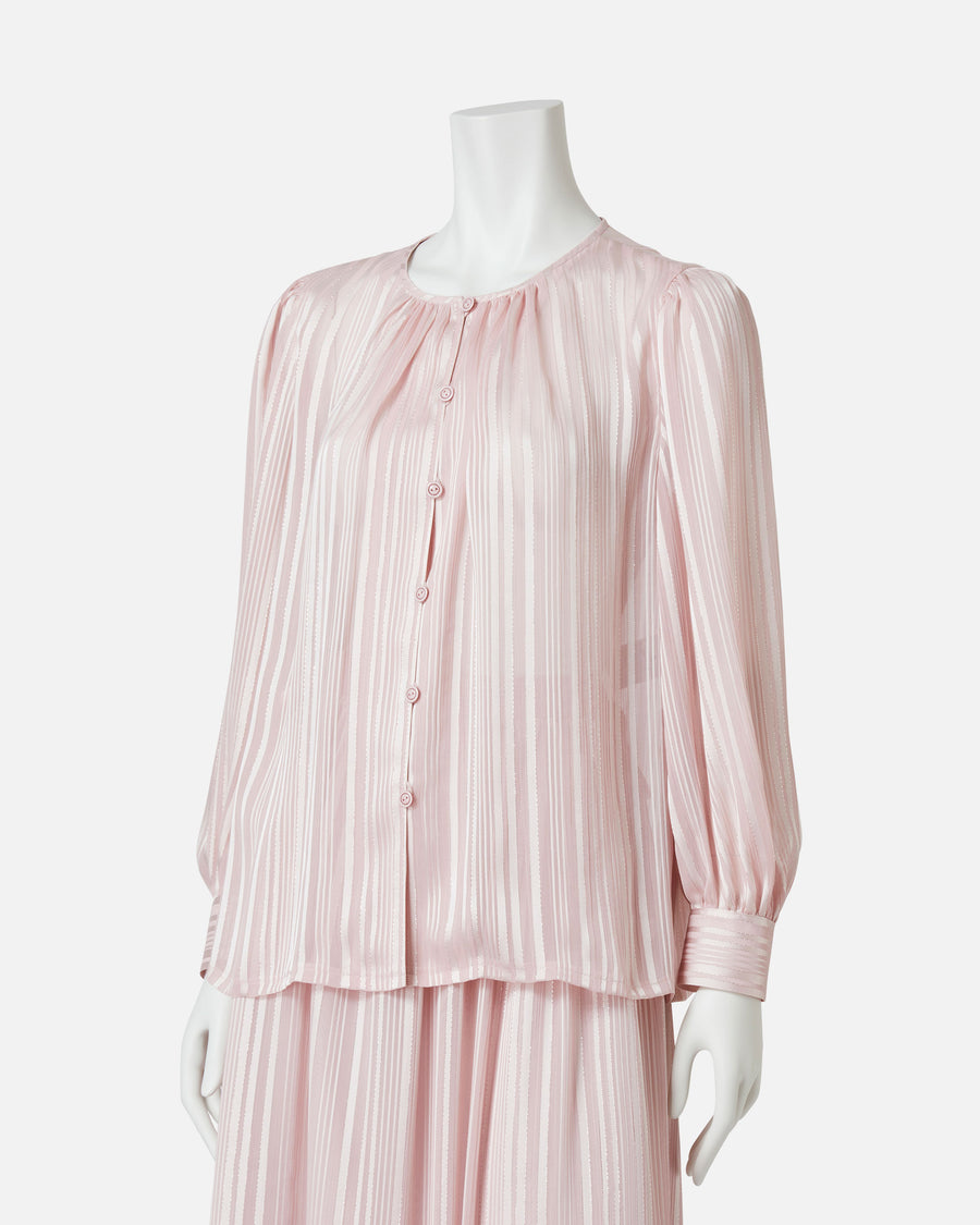 쉬폰 새틴 스트라이프 블라우스 / Striped Chiffon Satin Blouse