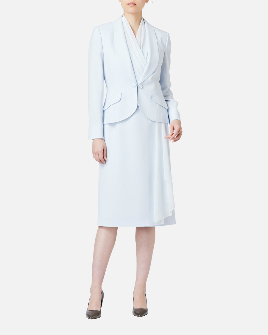 쉬폰 첨부 카슈쿠르 원피스 / Cache-Coeur Dress with Drape Chiffon Collar