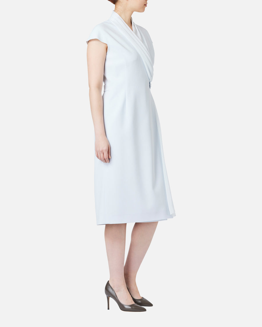 쉬폰 첨부 카슈쿠르 원피스 / Cache-Coeur Dress with Drape Chiffon Collar