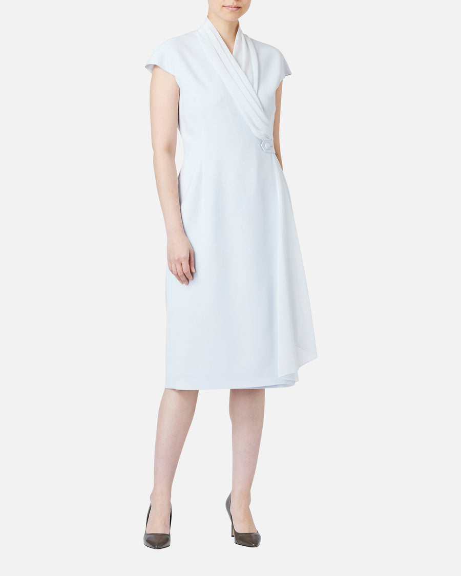 쉬폰 첨부 카슈쿠르 원피스 / Cache-Coeur Dress with Drape Chiffon Collar