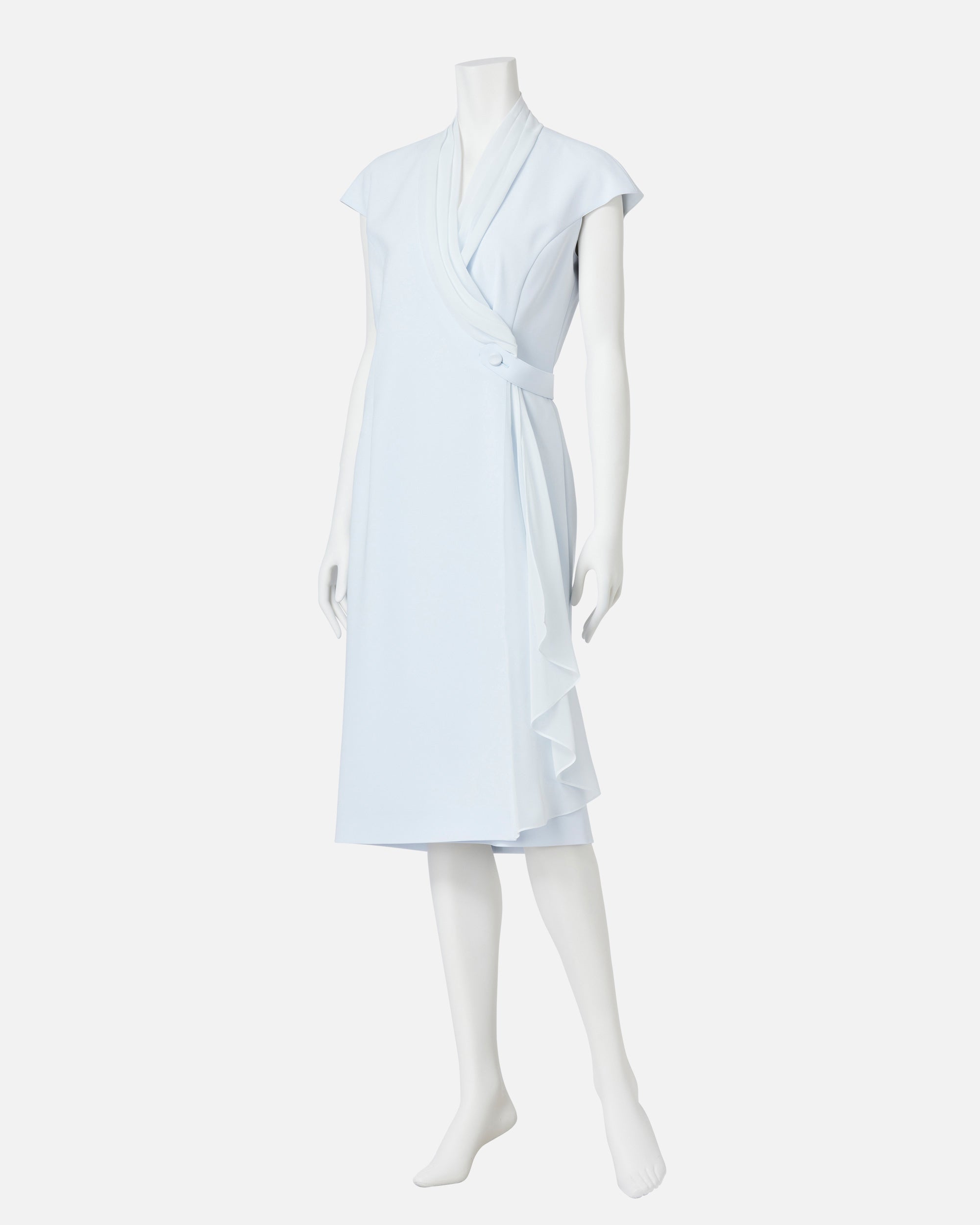 쉬폰 첨부 카슈쿠르 원피스 / Cache-Coeur Dress with Drape Chiffon Collar