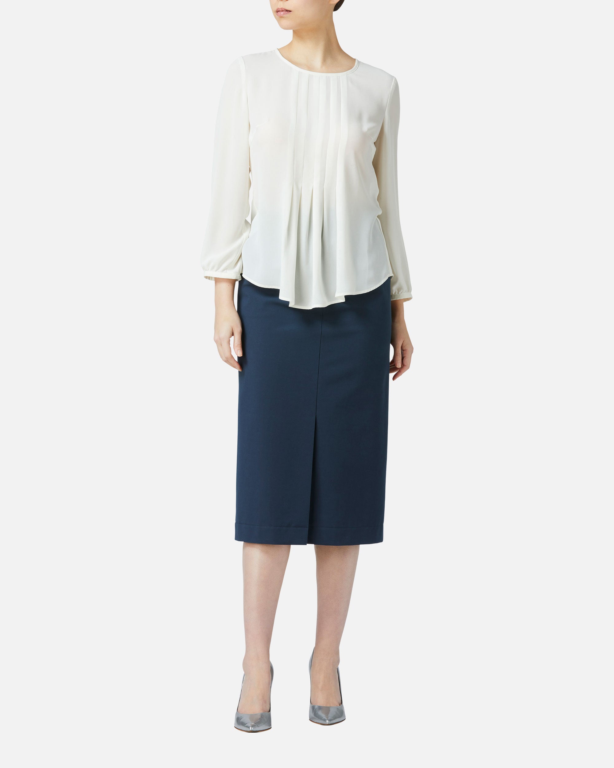 프론트 택 조젯 블라우스 / Pleated Front Blouse