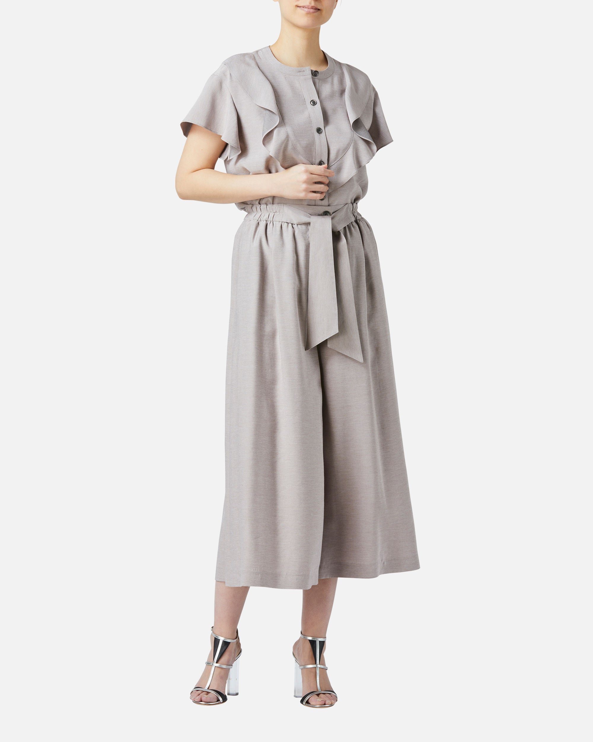 리본 개더 팬츠 / Gathered Waist Pants with Ribbon