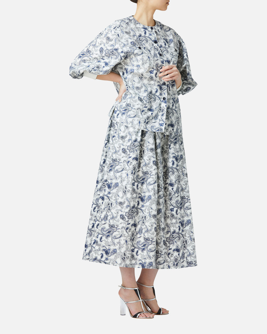 페이즐리 프린트 퍼프 슬리브 블라우스 / Puff Sleeve Blouse with Paisley Print