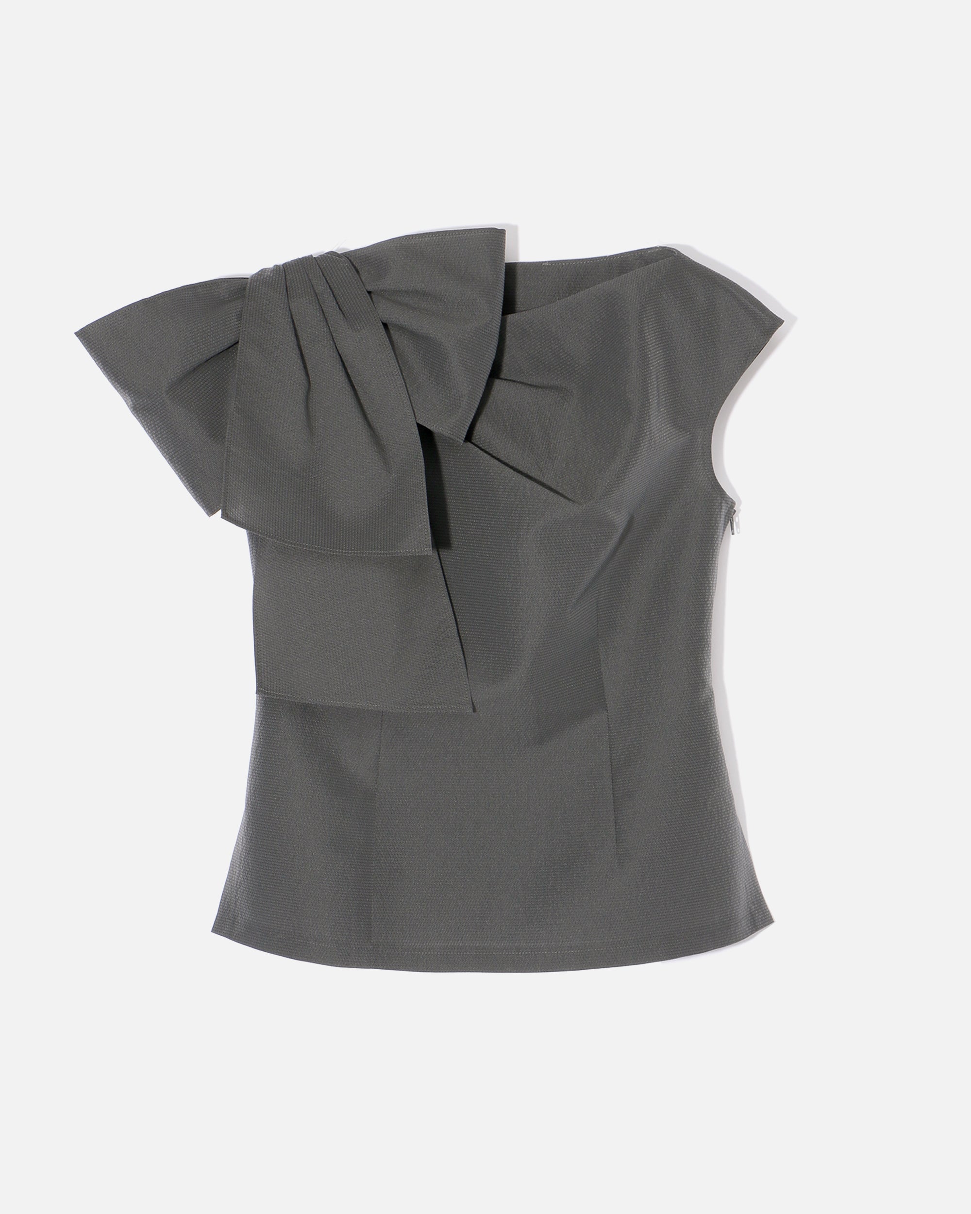 폴리 에스테르 나일론 자카드 리본이 달린 블라우스 / Polyester Nylon Jacquard Blouse with Ribbon