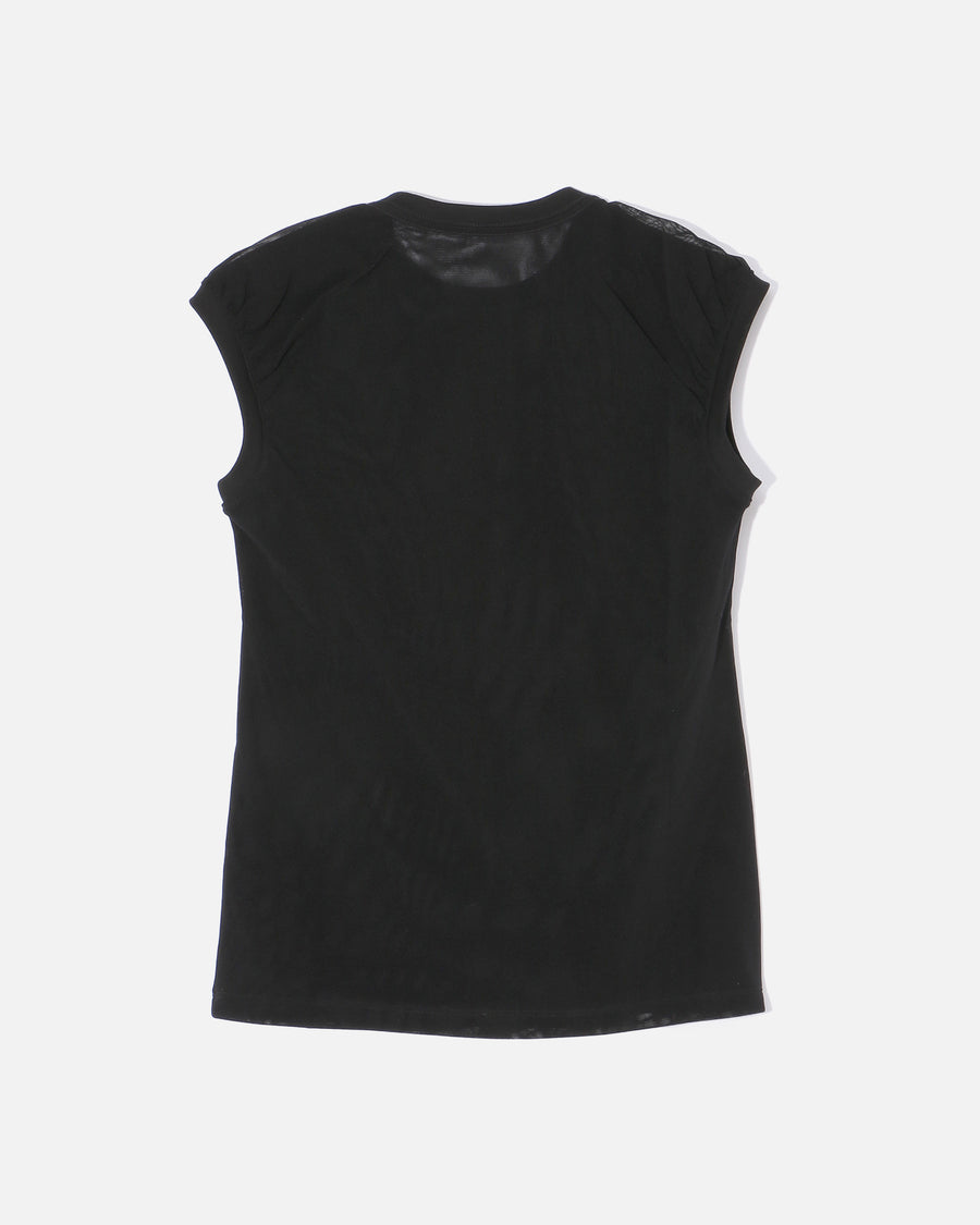 코튼 저지 x 튤 프린트 블라우스 / Cotton Jersey Printed Blouse with Tulle