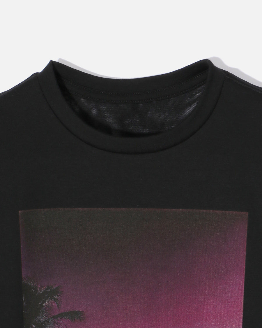 코튼 저지 x 튤 프린트 블라우스 / Cotton Jersey Printed Blouse with Tulle