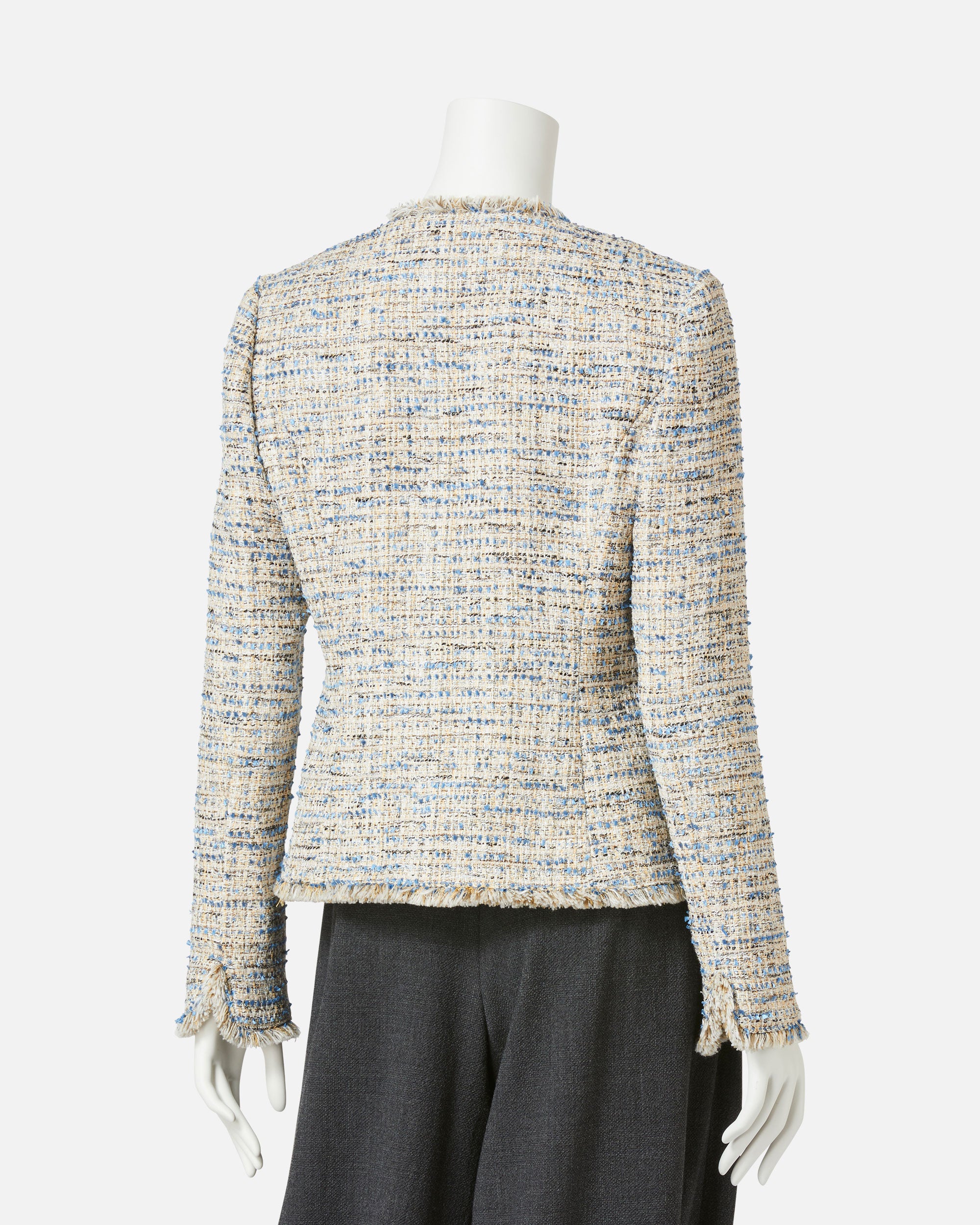 스트레치 여름 트위드 노 컬러 재킷 / Stretch Summer Tweed Collarless Jacket