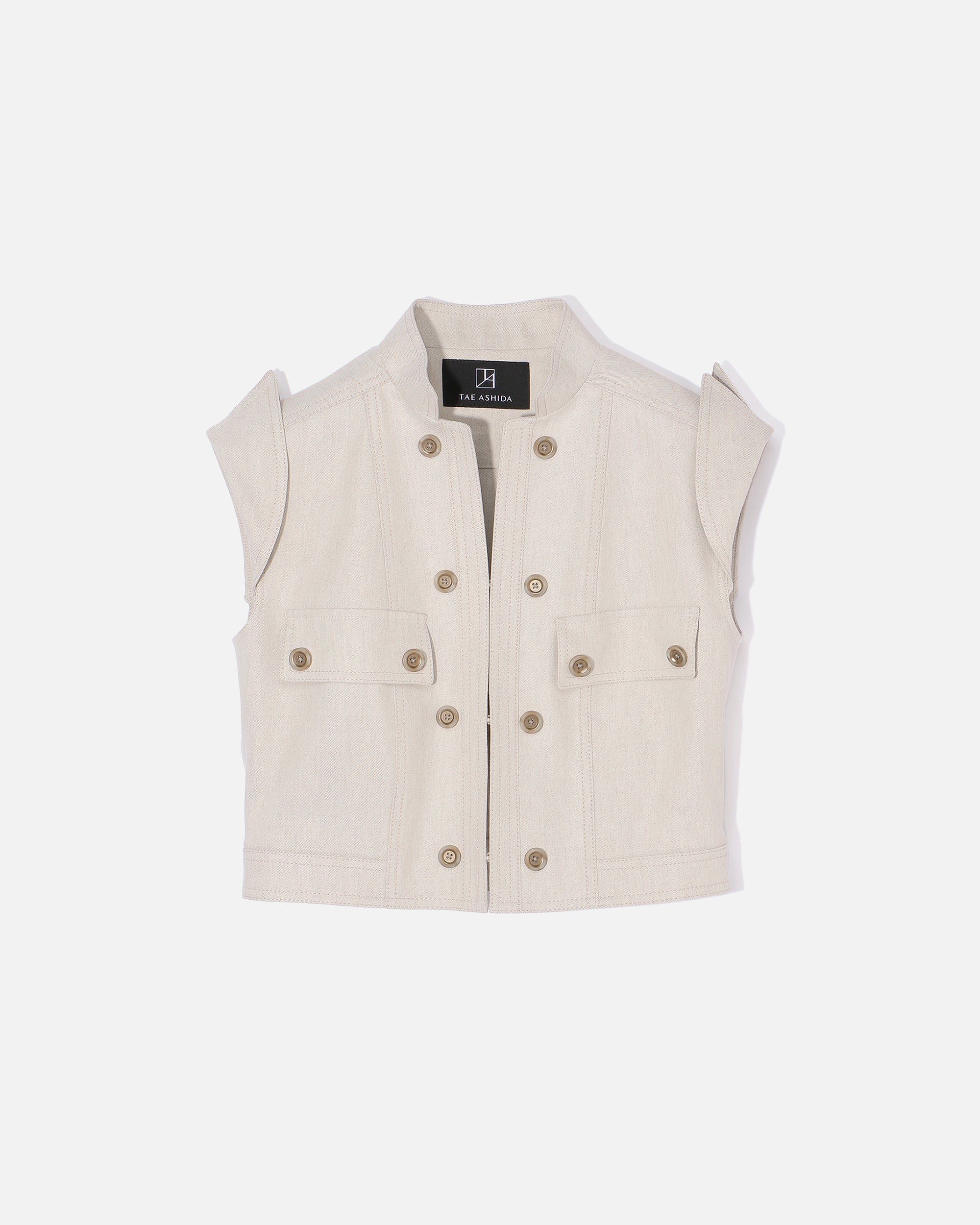 린넨 레이온 트윌 민소매 재킷 / Sleeveless Linen Rayon Twill Jacket