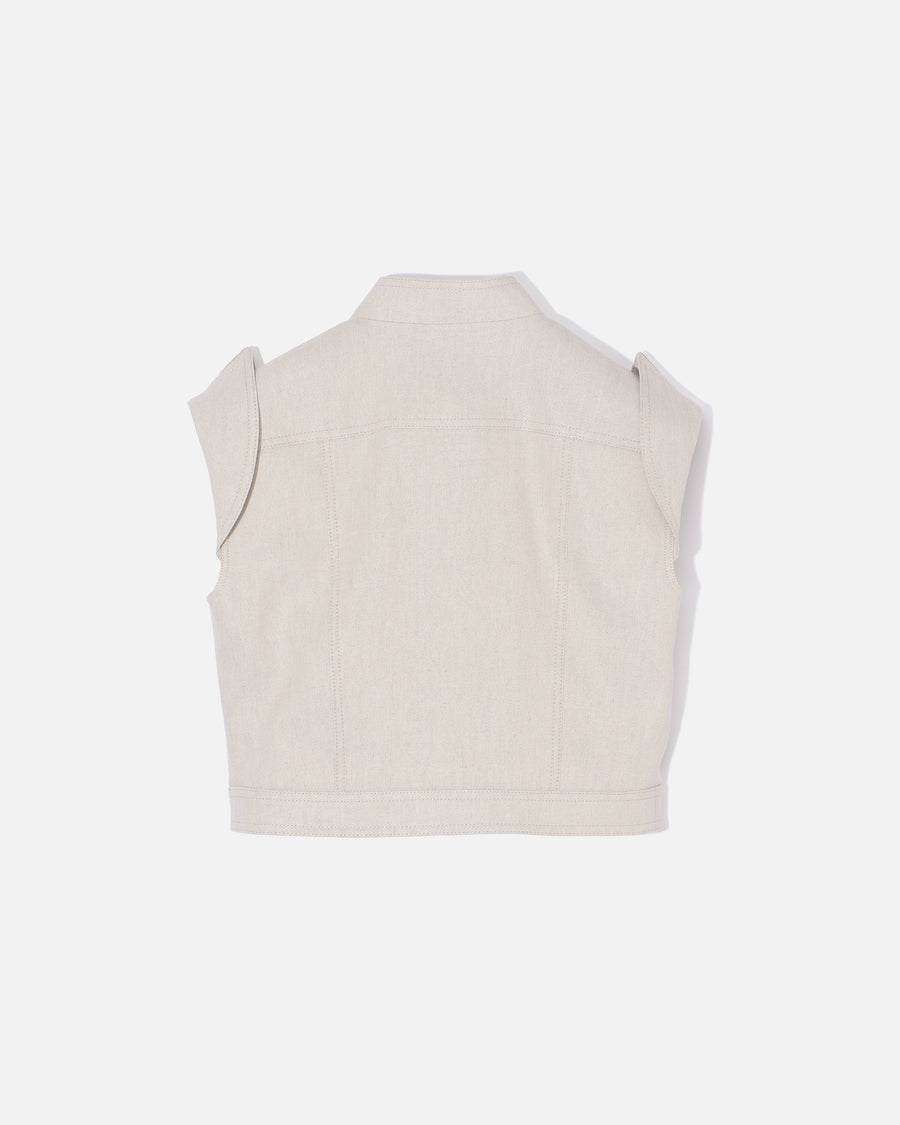 린넨 레이온 트윌 민소매 재킷 / Sleeveless Linen Rayon Twill Jacket