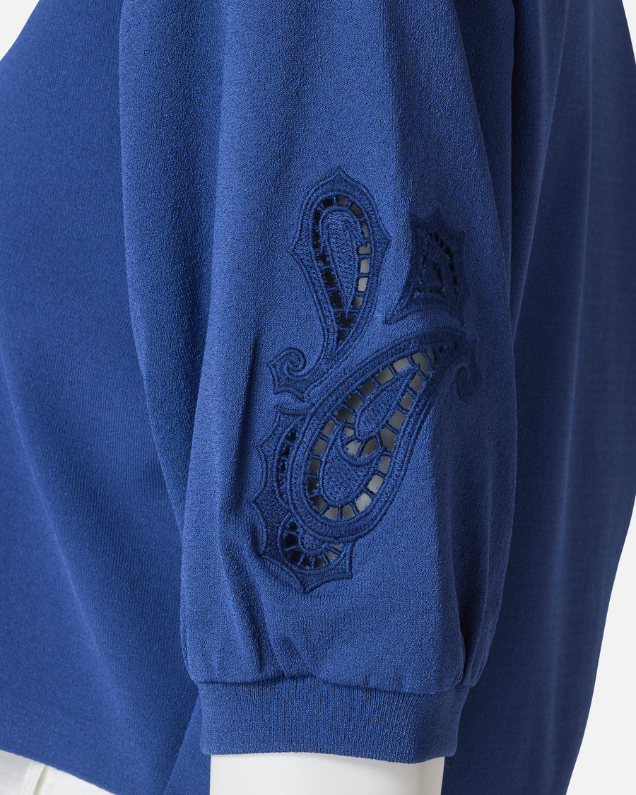 컷 자수 퍼프 슬리브 니트 가디건 / Cutwork Embroidered Puff Sleeve Knit Cardigan