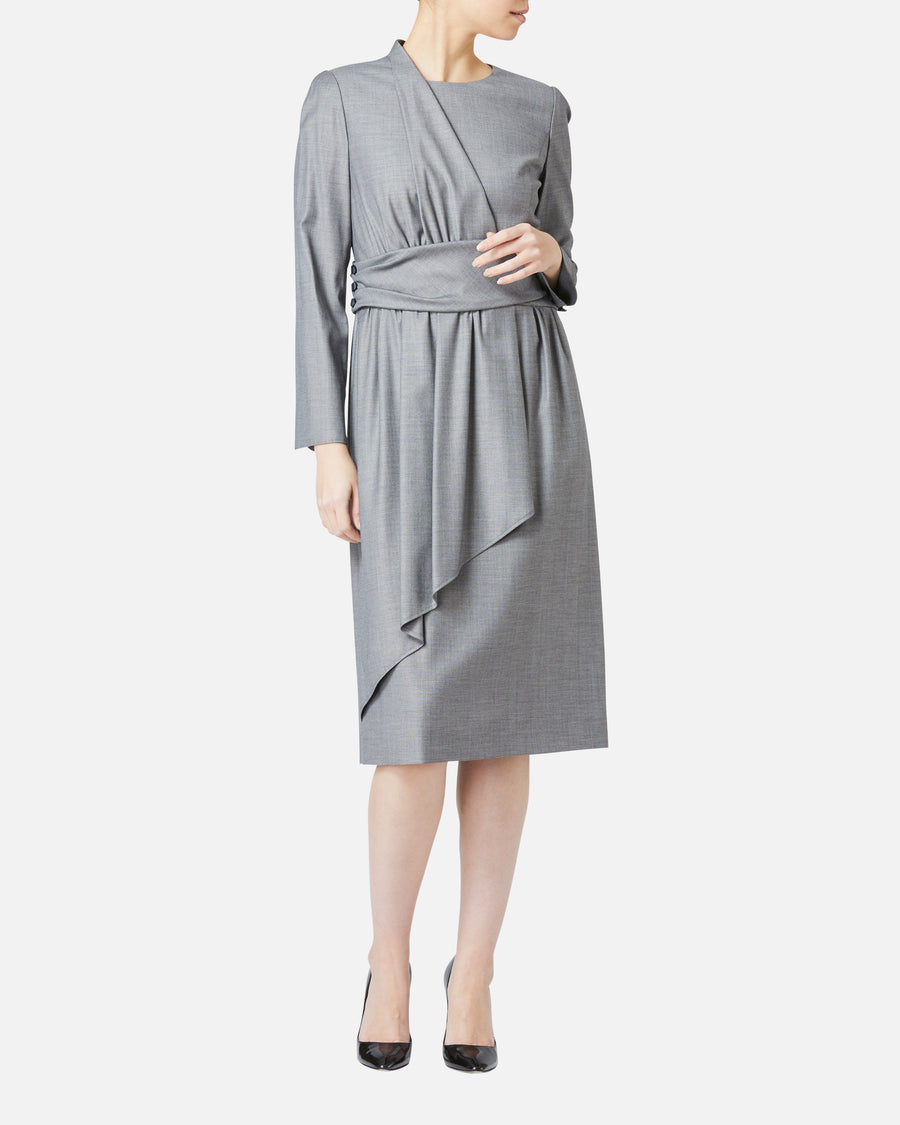 스트레치 샹브레 랩풍 원피스 / Stretch Chambray Wrap Style Dress