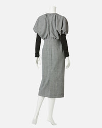 퍼프×니트 슬리브 원피스/Puff×Knitted Sleeve Dress