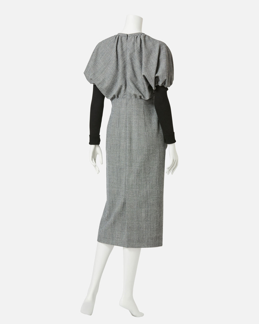 퍼프×니트 슬리브 원피스/Puff×Knitted Sleeve Dress