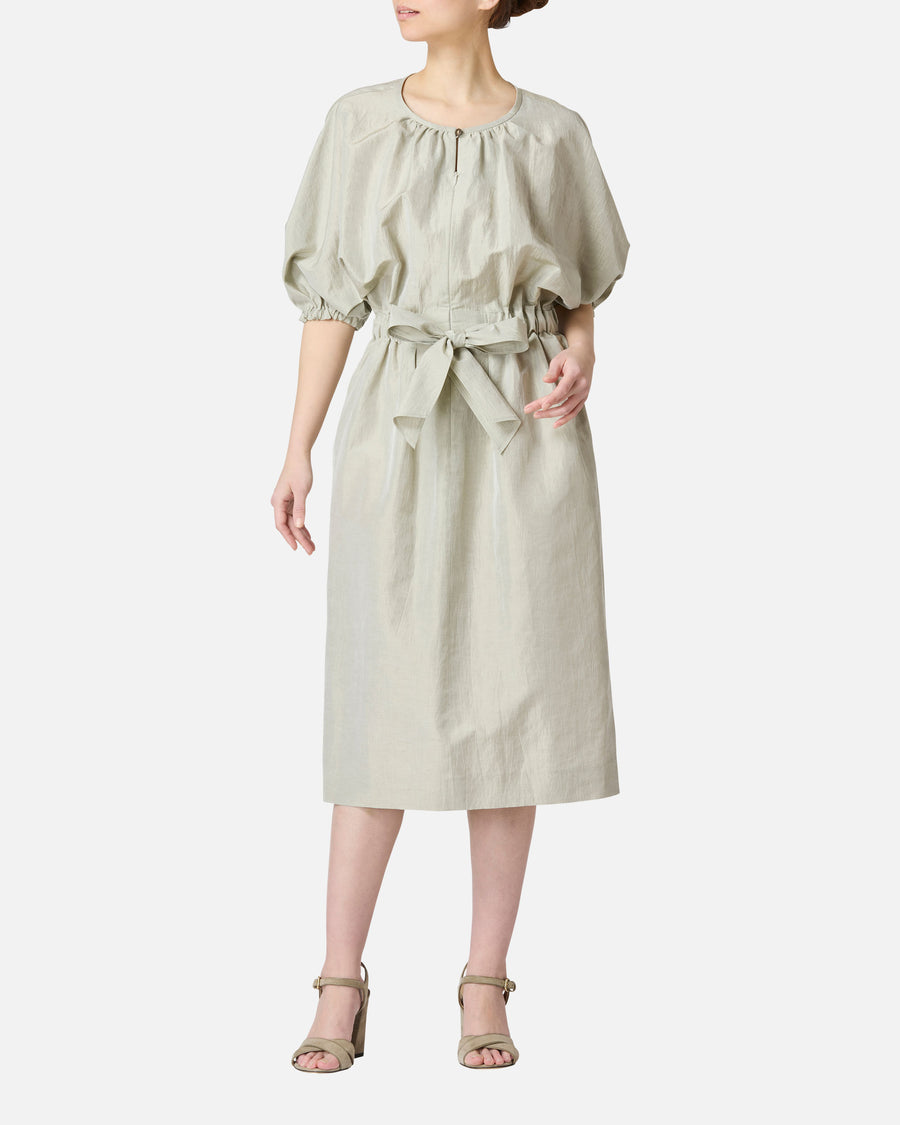 리본 개더 원피스 / Gathered Waist Dress with Ribbon