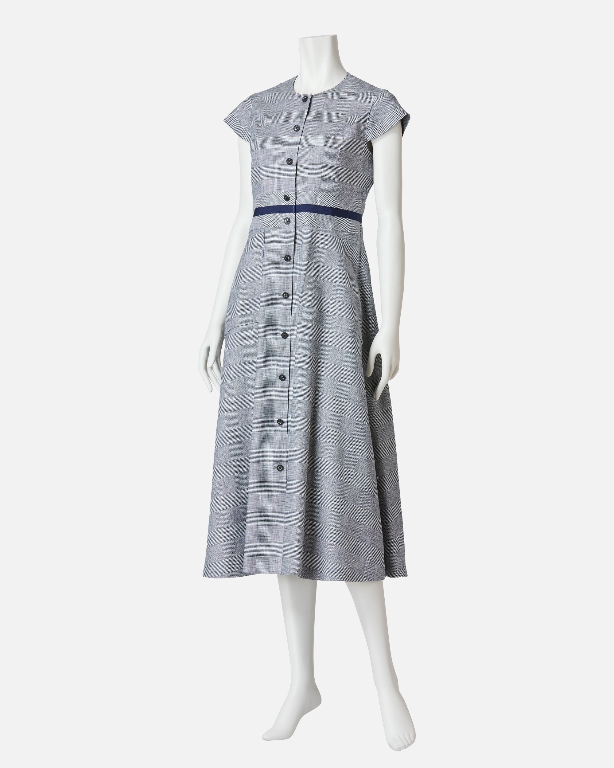 글렌 체크 프론트 버튼 여름 드레스 / Glen Check Front Button Closure Summer Dress
