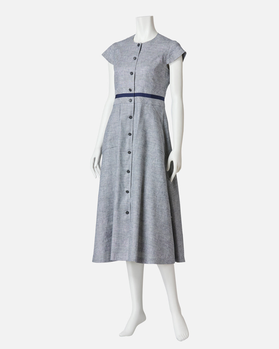 글렌 체크 프론트 버튼 여름 드레스 / Glen Check Front Button Closure Summer Dress