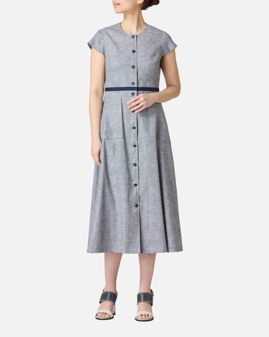 글렌 체크 프론트 버튼 여름 드레스 / Glen Check Front Button Closure Summer Dress