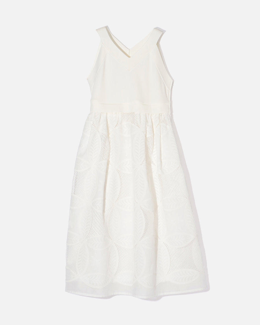 니트 × 코튼 론 엠브로이드리 여름 드레스 / Knit × Cotton Lawn Embroidery Summer Dress