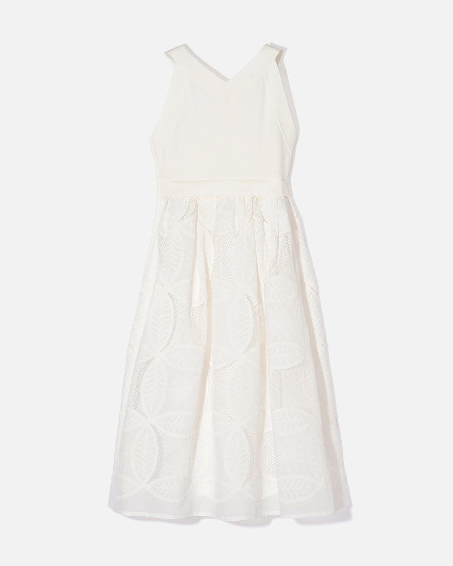 니트 × 코튼 론 엠브로이드리 여름 드레스 / Knit × Cotton Lawn Embroidery Summer Dress