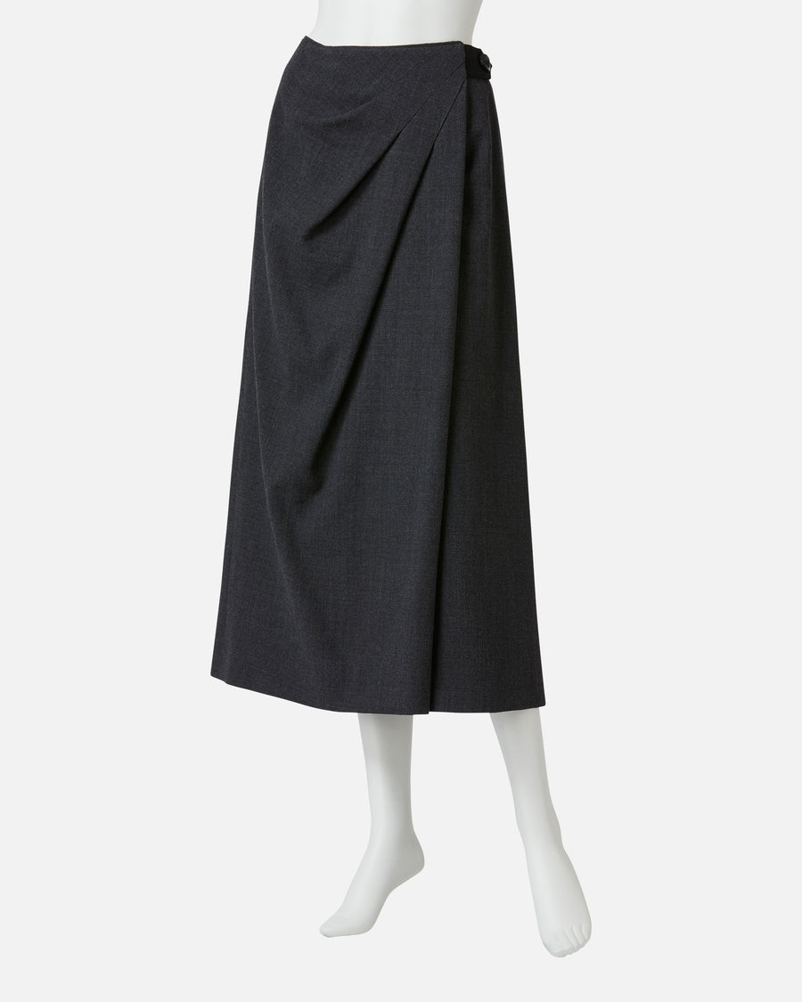 스트레치 크레이프 랩 스타일 스커트 / Stretch Crape Wrap Style Skirt
