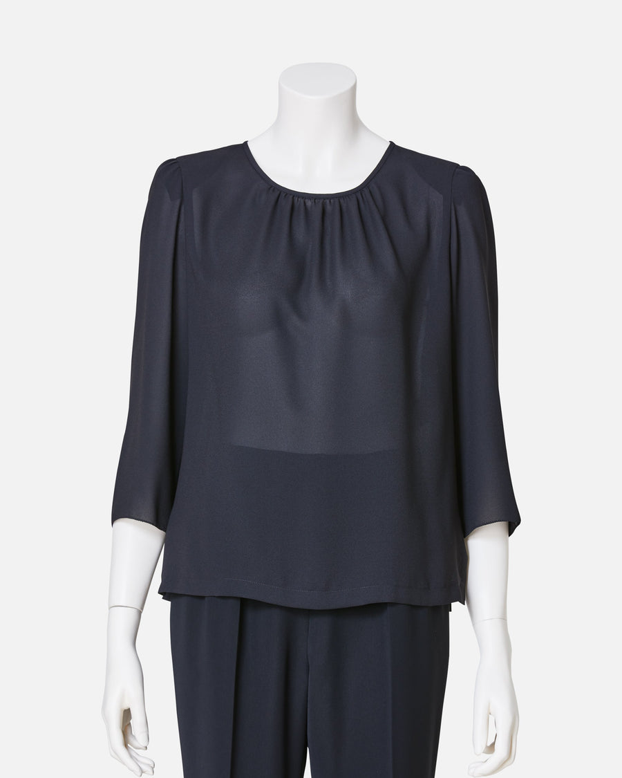 블랙 조젯 블라우스 / Black Georgette Blouse