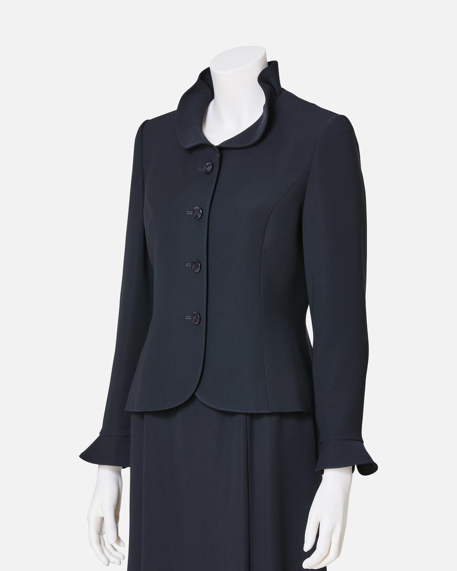 프릴 컬러 블랙 재킷 / Frill Collar Black Jacket
