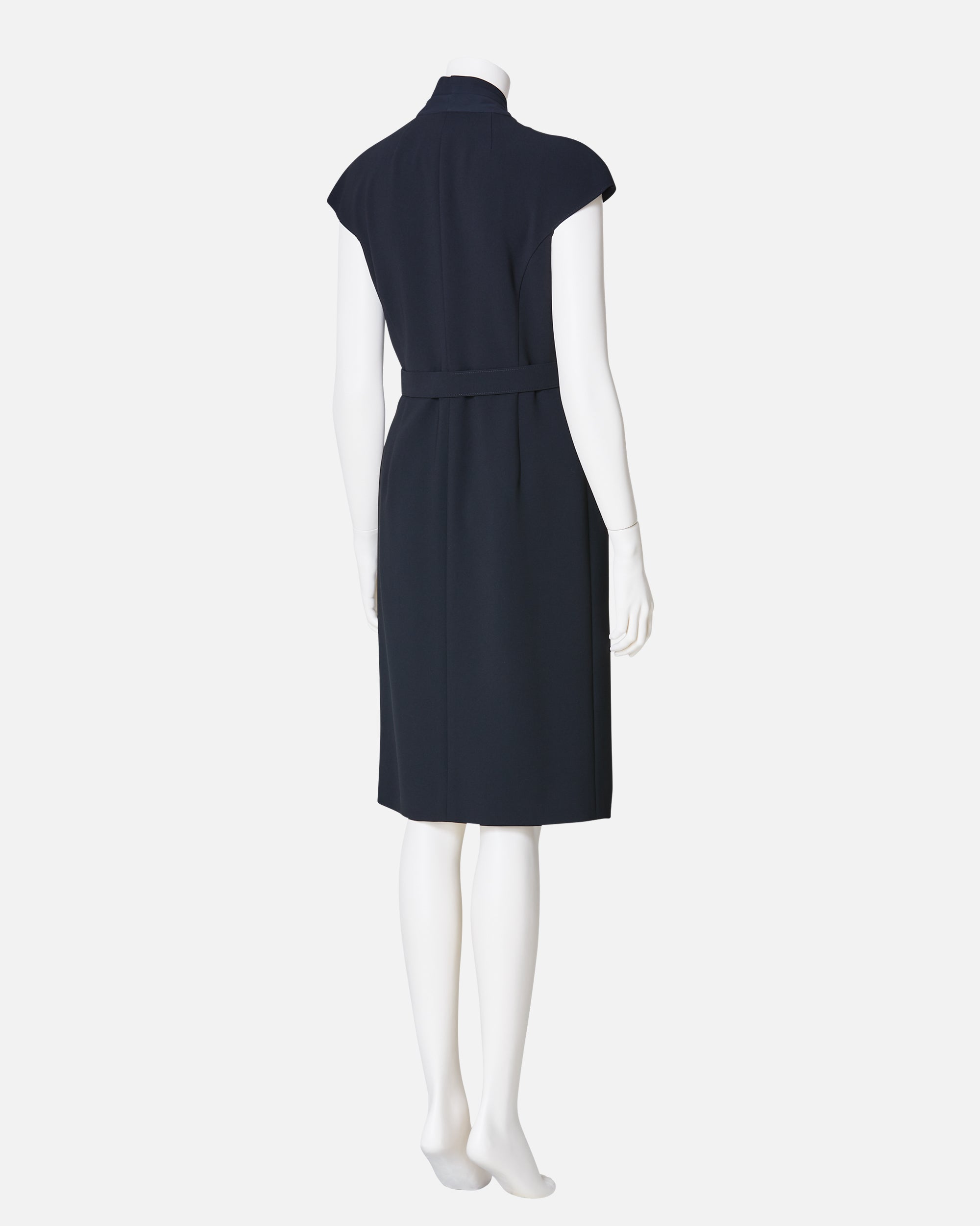 쉬폰 첨부 카슈쿠르 원피스 / Cache-Coeur Dress with Drape Chiffon Collar