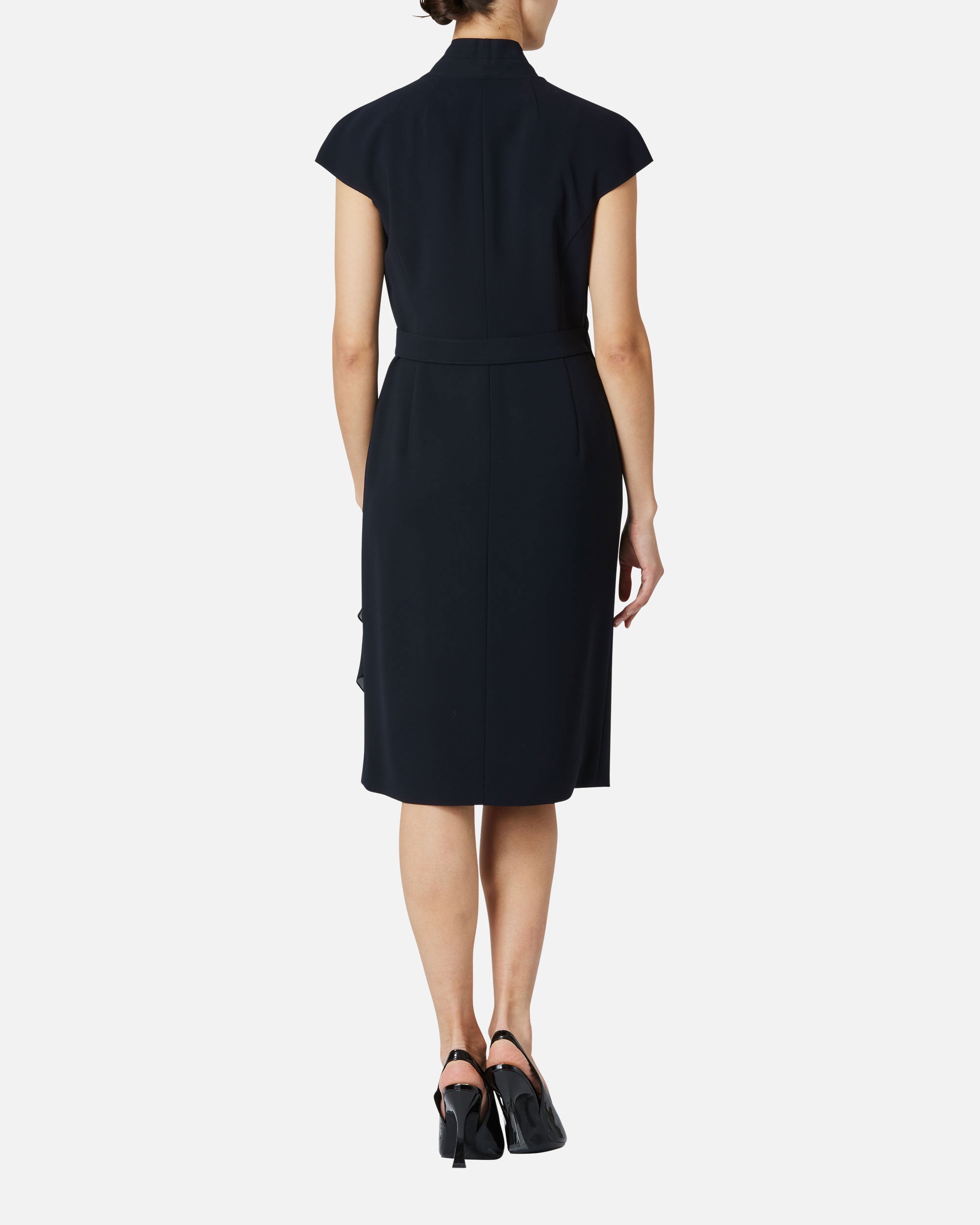 쉬폰 첨부 카슈쿠르 원피스 / Cache-Coeur Dress with Drape Chiffon Collar
