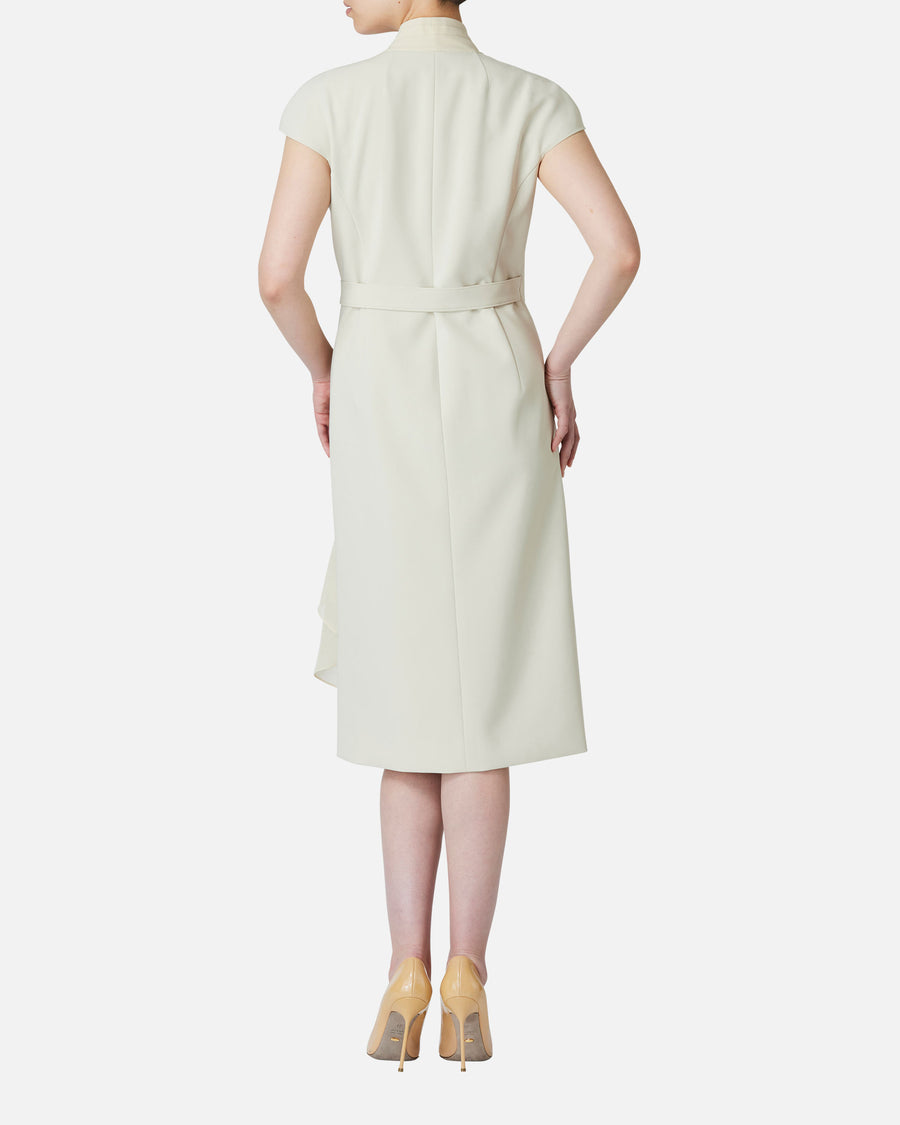 쉬폰 첨부 카슈쿠르 원피스 / Cache-Coeur Dress with Drape Chiffon Collar