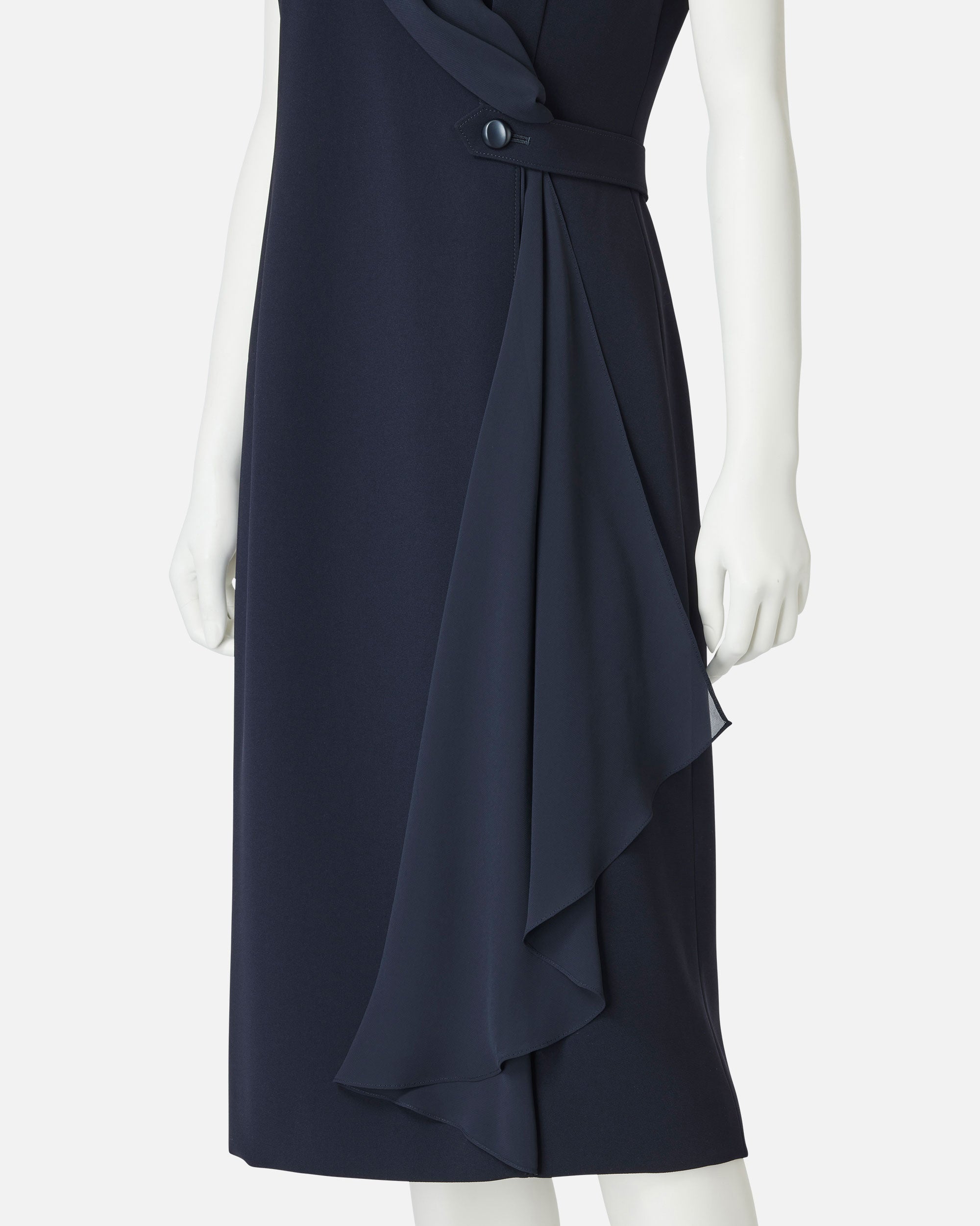 쉬폰 첨부 카슈쿠르 원피스 / Cache-Coeur Dress with Drape Chiffon Collar